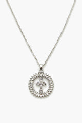 Faux Gem Cross Pendant Necklace