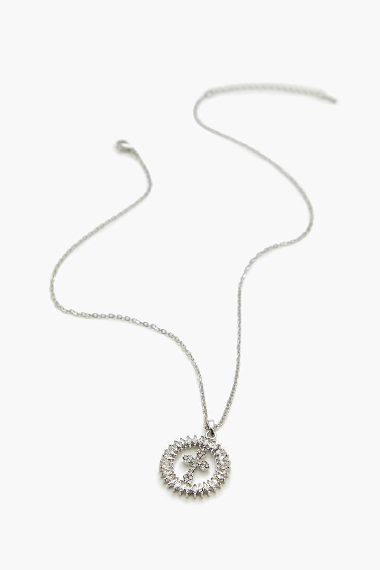 Faux Gem Cross Pendant Necklace