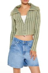 Cropped Zip-Up Sweater