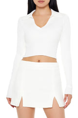 Ribbed Sweater-Knit Crop Top