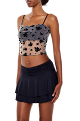 Flocked Floral Cropped Cami