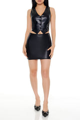 Faux Leather Notched Vest