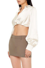 Satin Surplice Crop Top