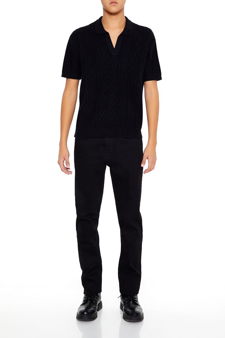 Geo Sweater-Knit Polo Shirt