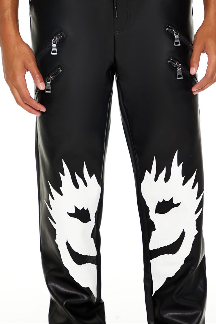 Split Face Faux Leather Pants