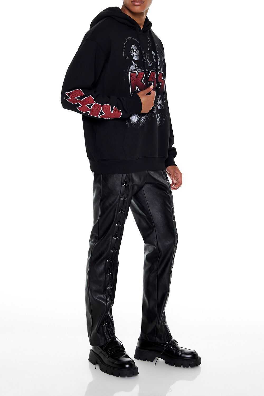 Faux Leather Lace-Up Pants