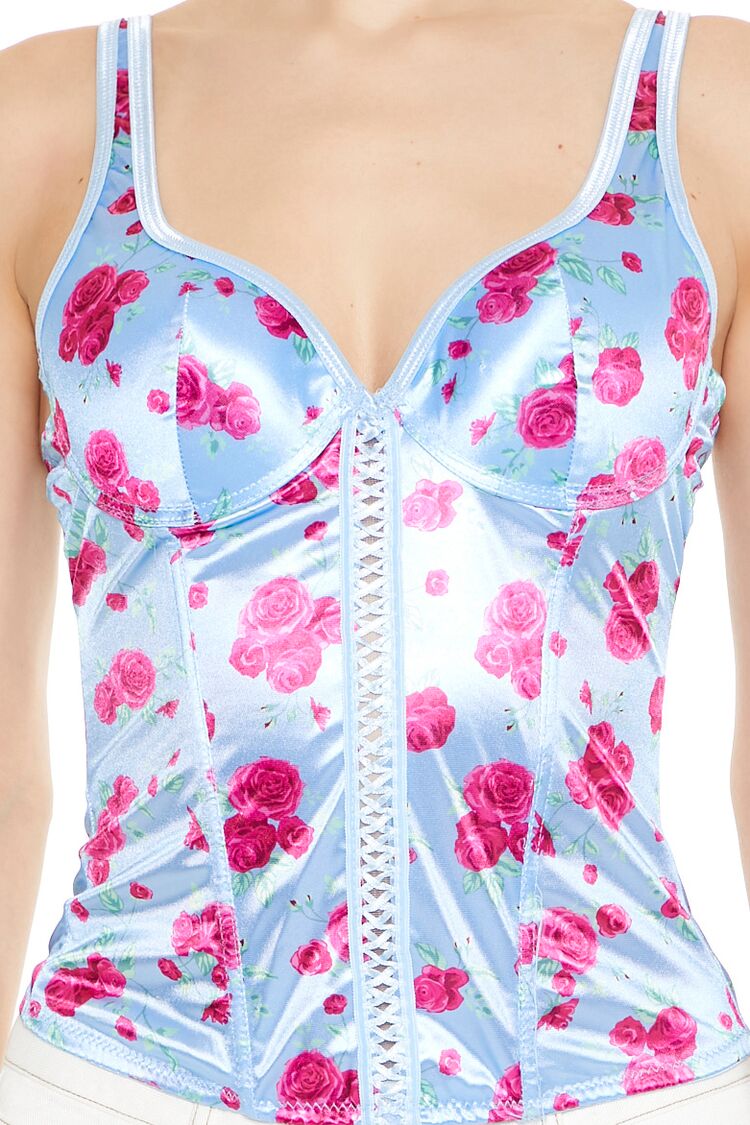 Rose Print Bustier Tank Top