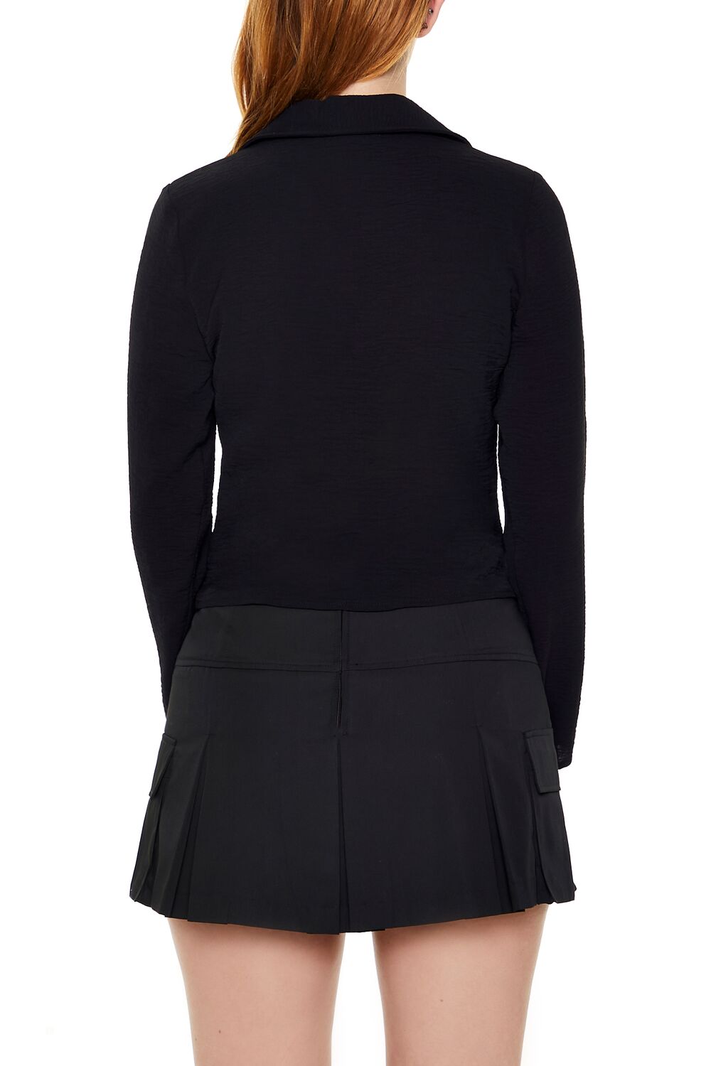 Textured Hook-and-Eye Crop Top