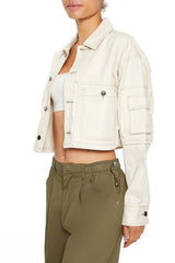 Cropped Cargo Trucker Jacket