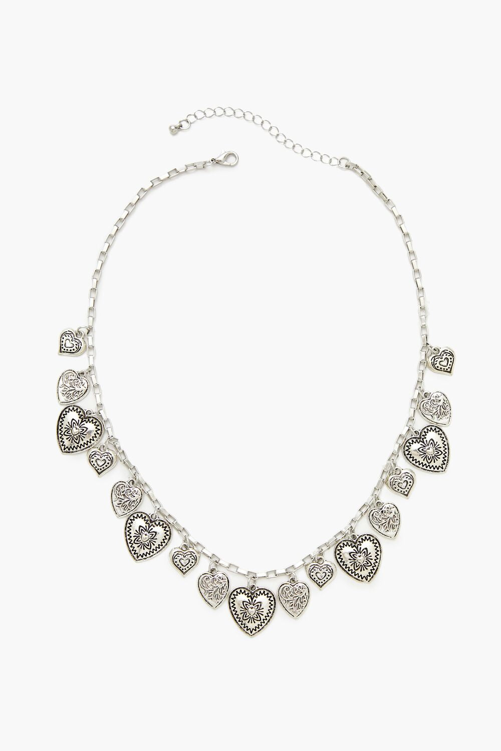 Etched Heart Charm Necklace