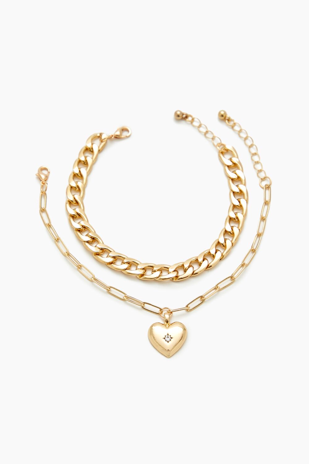 Rhinestone Heart Bracelet Set