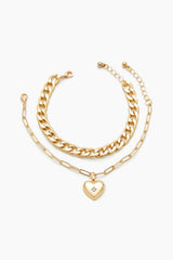 Rhinestone Heart Bracelet Set