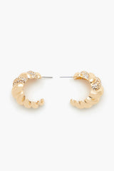 Twisted Rhinestone Hoop Earrings