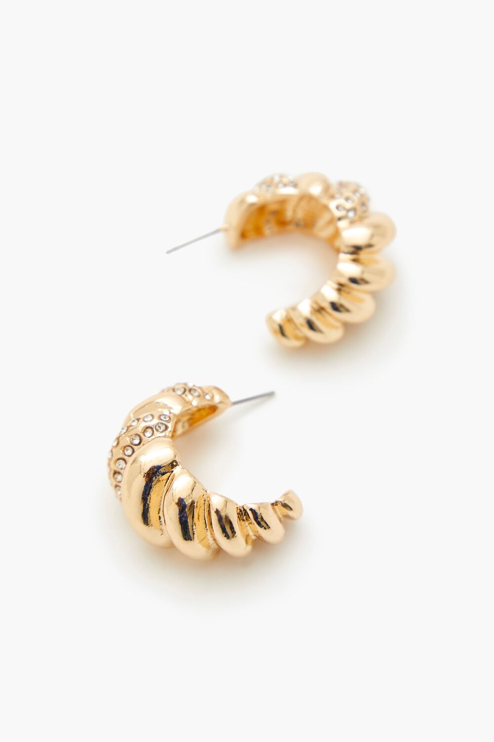 Twisted Rhinestone Hoop Earrings