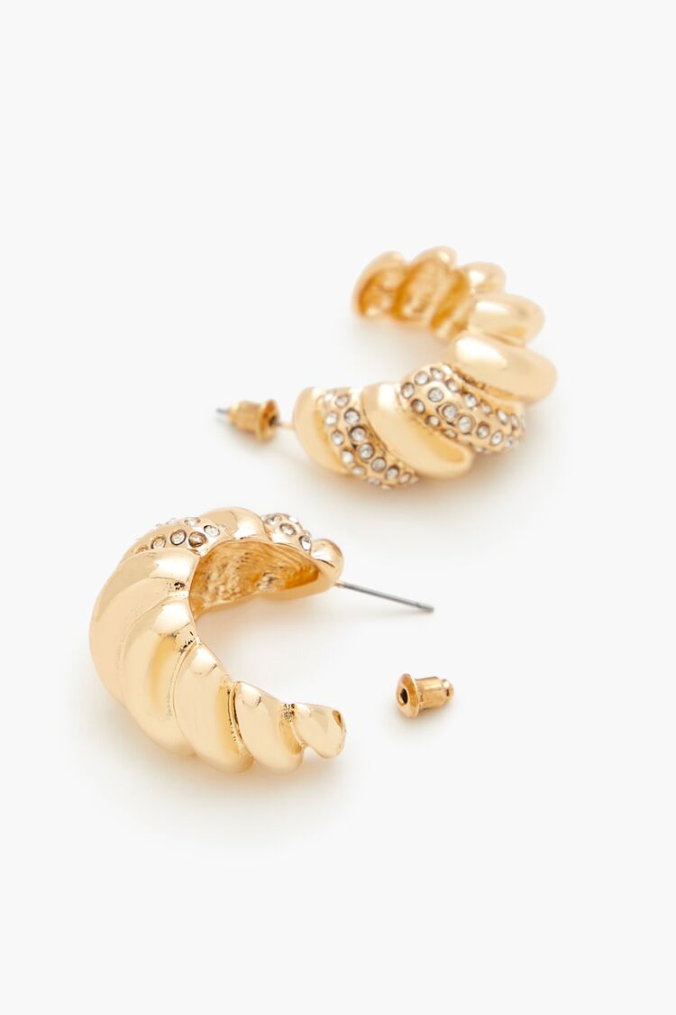 Twisted Rhinestone Hoop Earrings