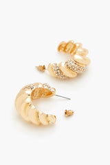 Twisted Rhinestone Hoop Earrings