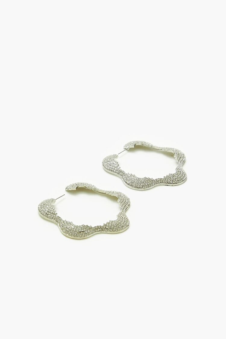 Rhinestone Floral Hoop Earrings