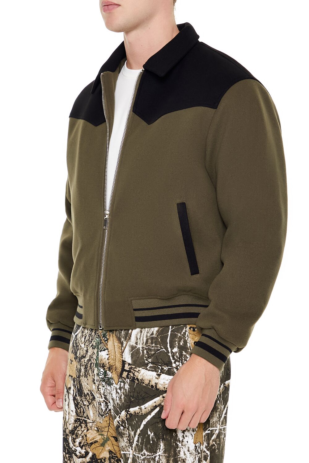 Colorblock Zip-Up Bomber Jacket