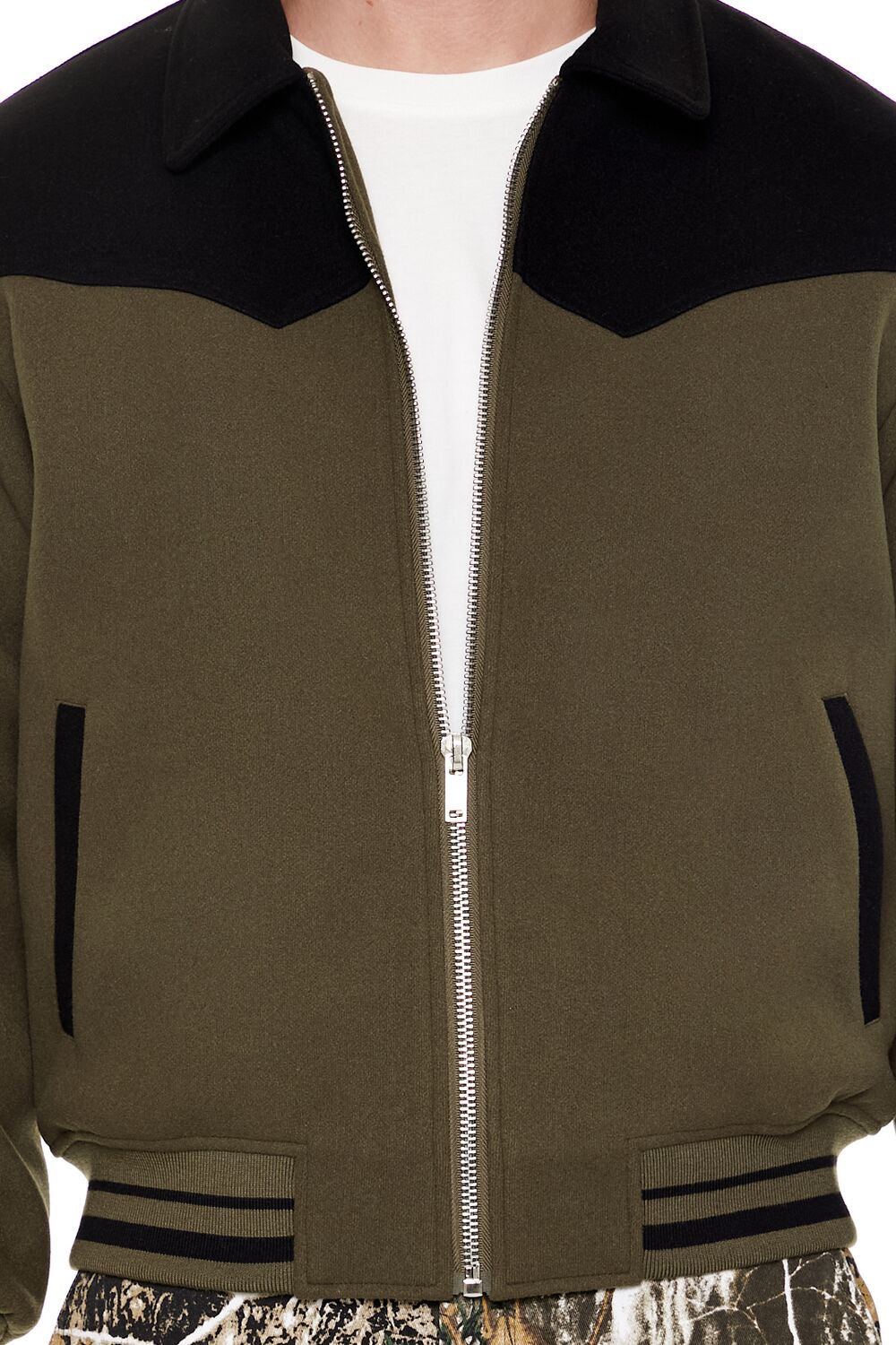Colorblock Zip-Up Bomber Jacket