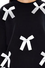 Fleece Bow Crew Pullover