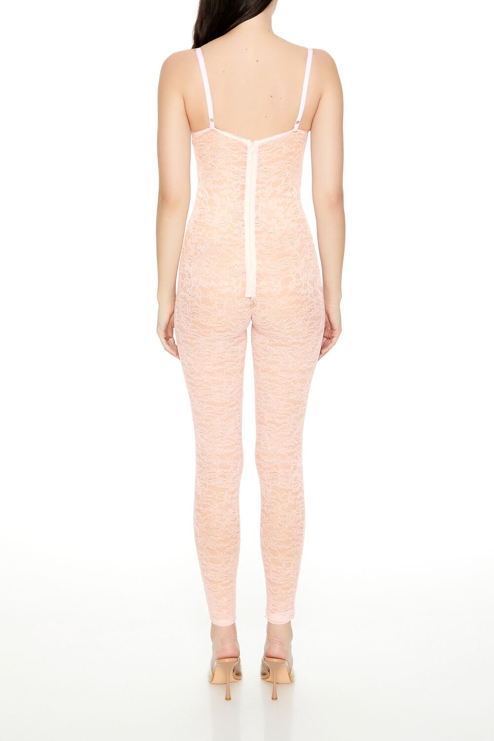 Fitted Sheer Lace Cami Jumpsuit