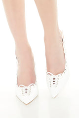 Faux Leather Lace-Up Heels