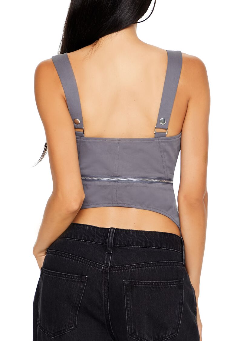 Exposed Zipper Bustier Crop Top