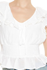 Smocked Ruffle-Trim Top