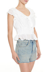 Smocked Ruffle-Trim Top