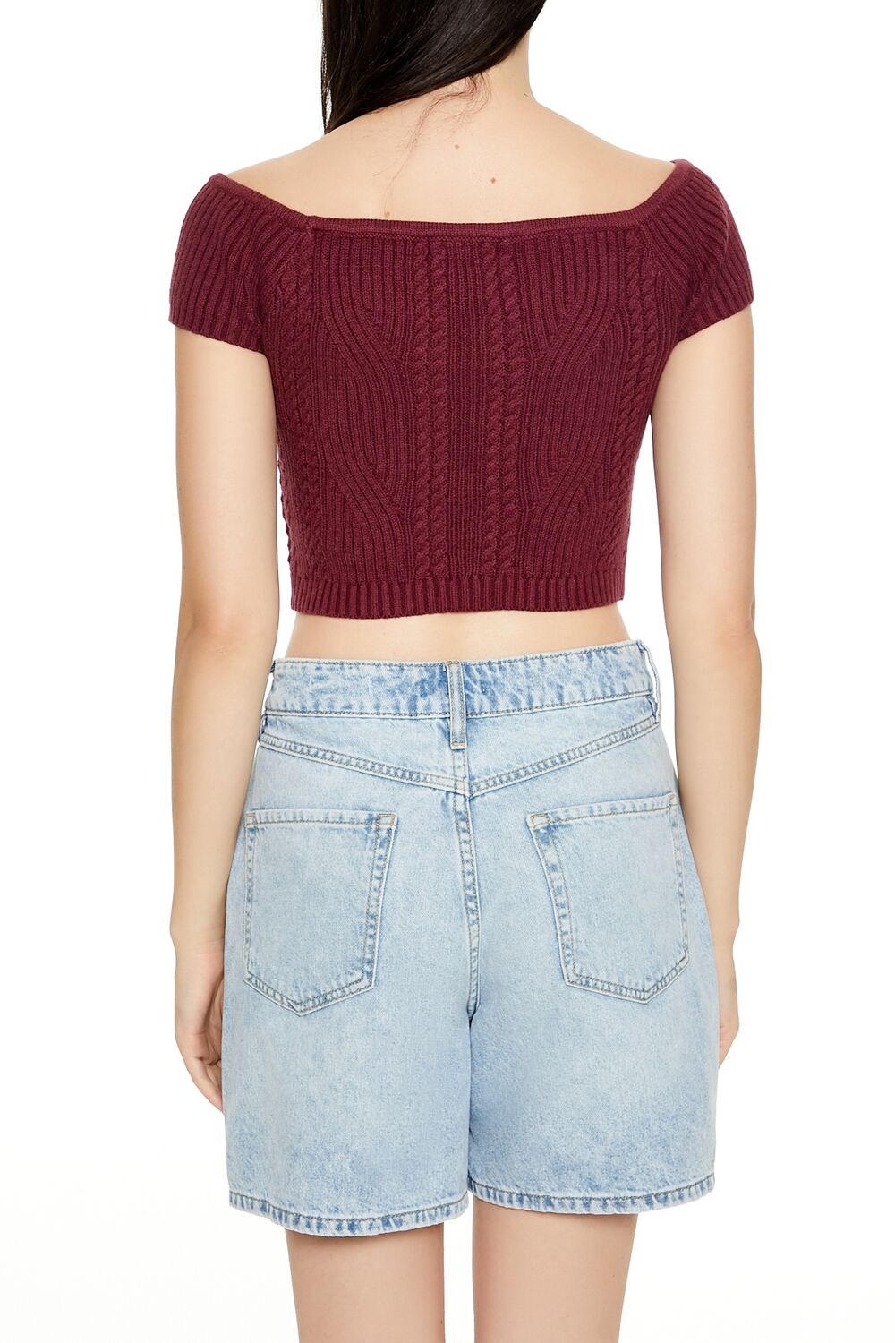 Sweater-Knit Off-the-Shoulder Crop Top