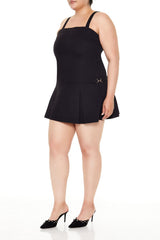 Plus Size Pleated Mini Dress
