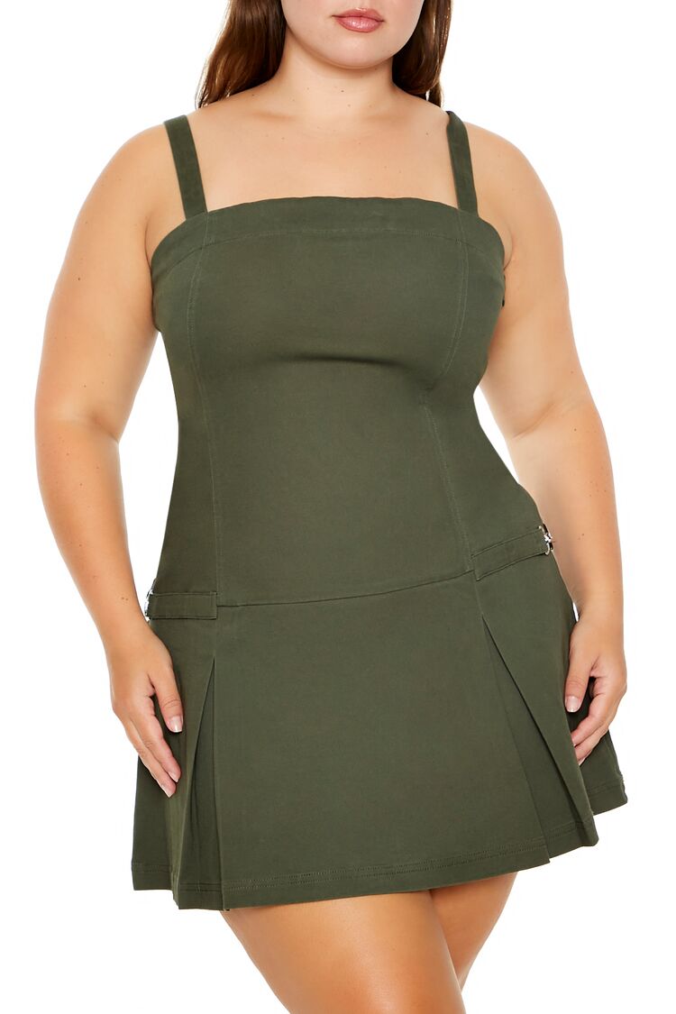 Plus Size Pleated Mini Dress