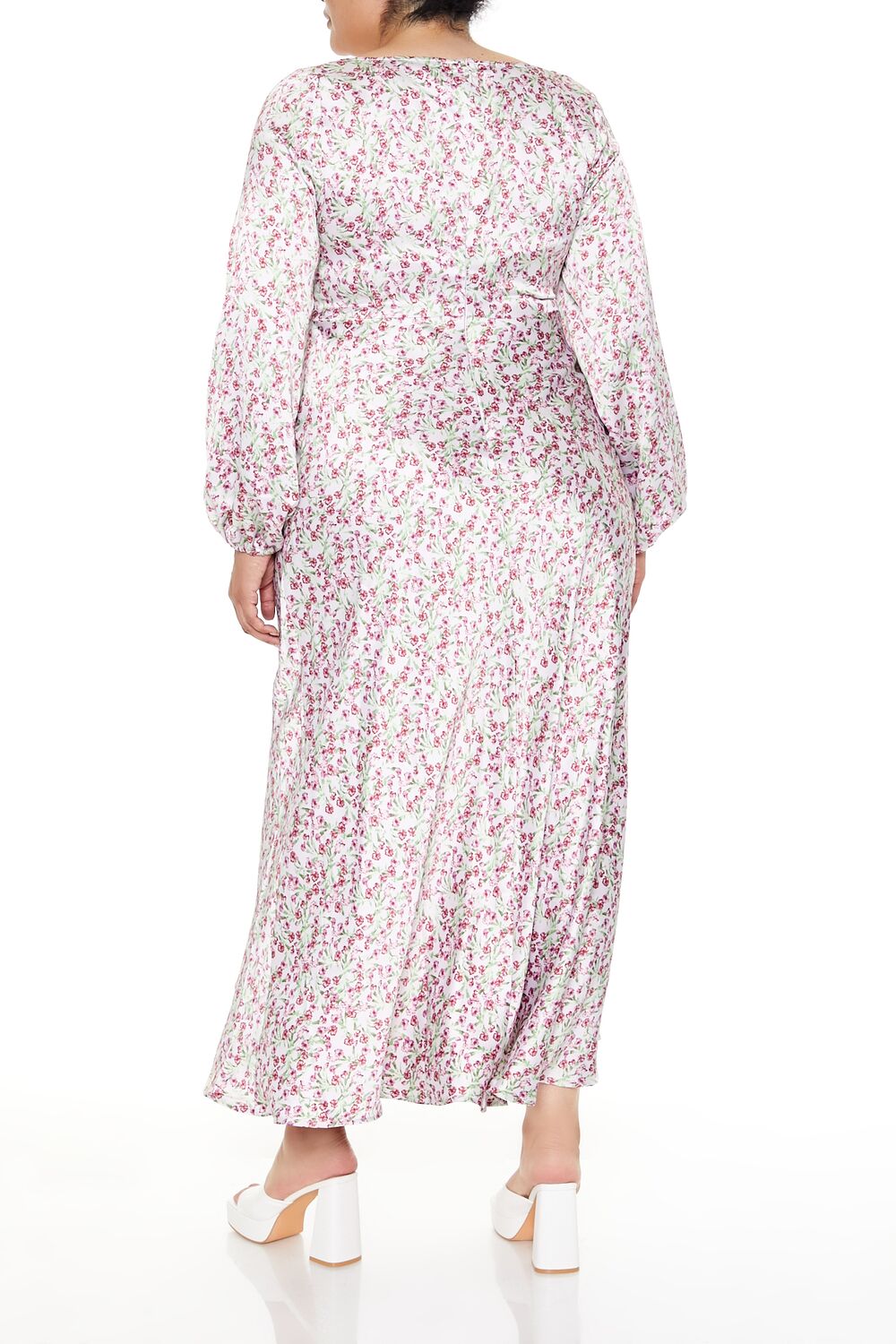 Plus Size Satin Floral Maxi Dress