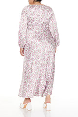 Plus Size Satin Floral Maxi Dress