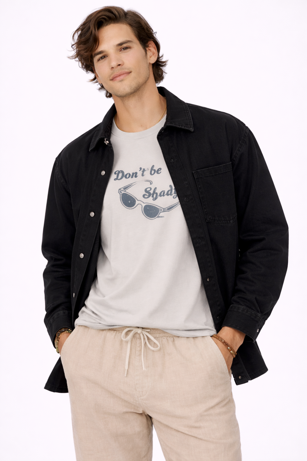 Cotton Curved-Hem Shirt