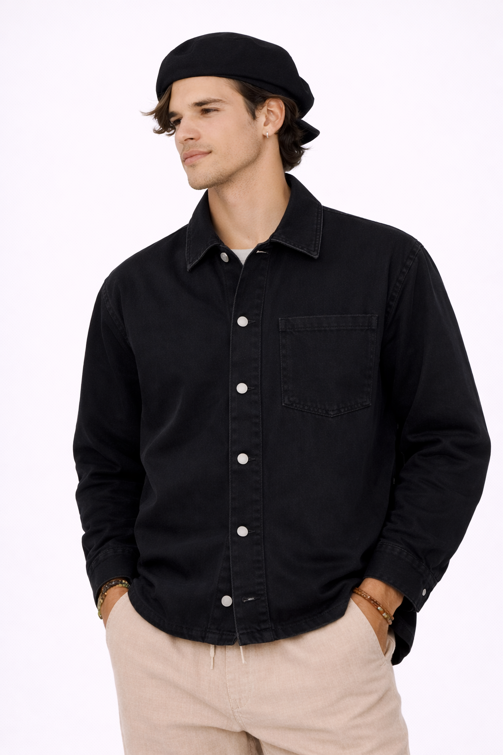 Cotton Curved-Hem Shirt