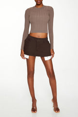 Ribbed Knit Long-Sleeve Crop Top