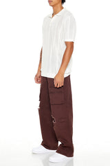 Distressed Mid-Rise Cargo Jeans