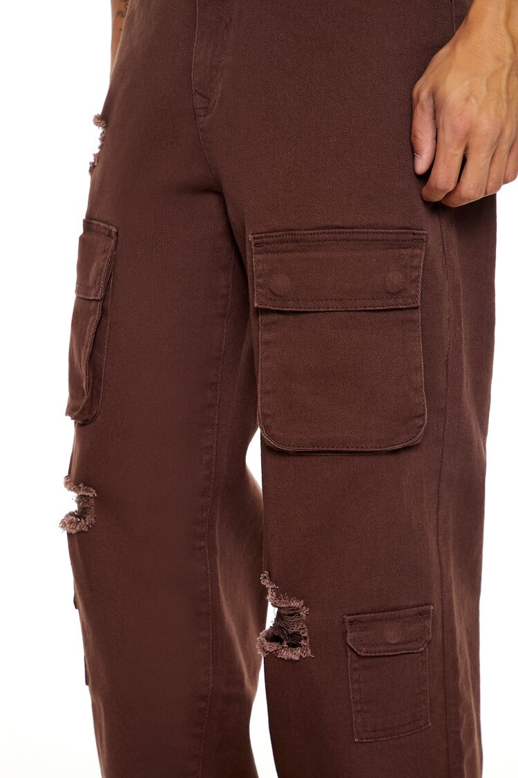 Distressed Mid-Rise Cargo Jeans