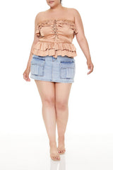 Plus Size Strapless Peplum Top