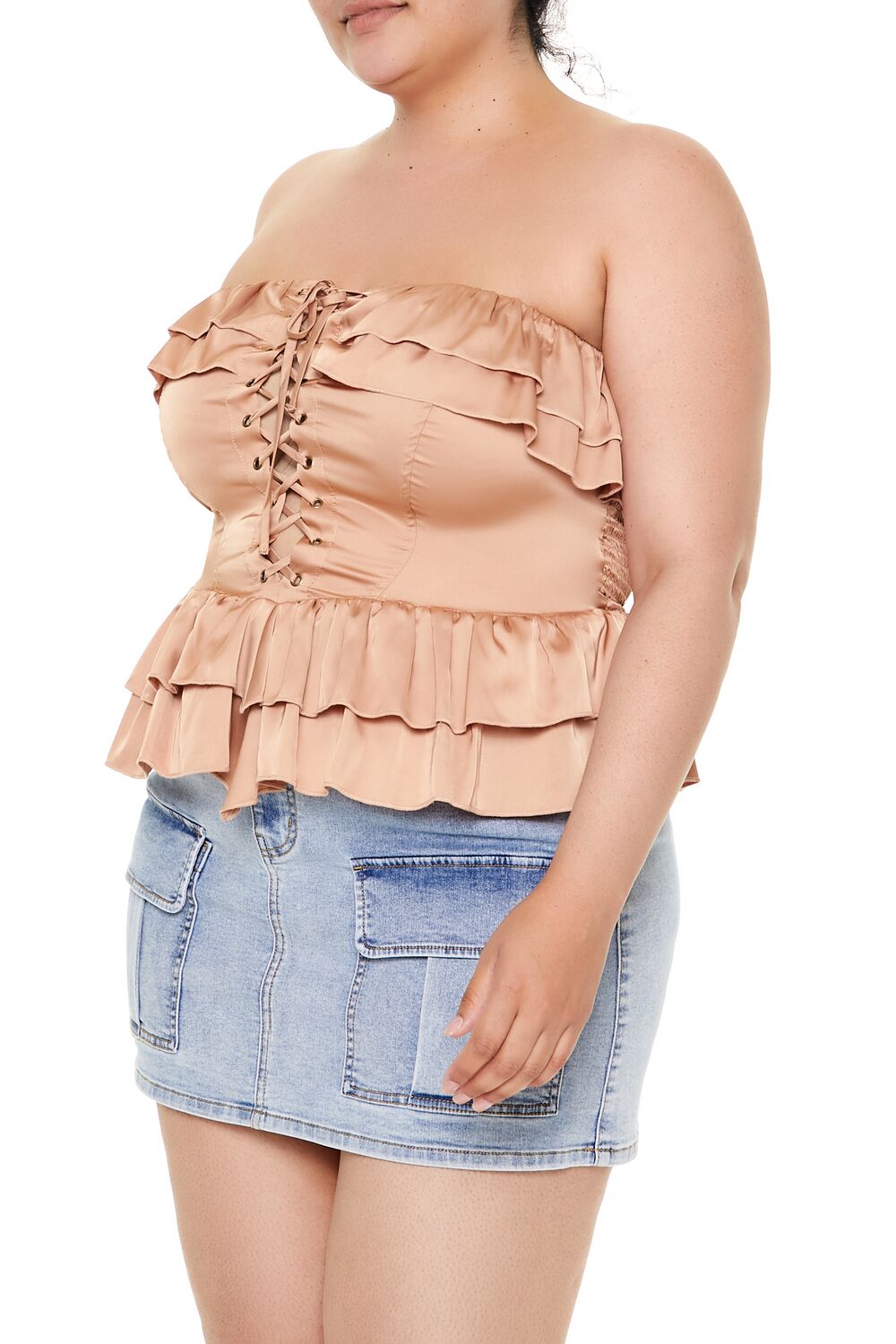 Plus Size Strapless Peplum Top