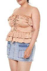 Plus Size Strapless Peplum Top