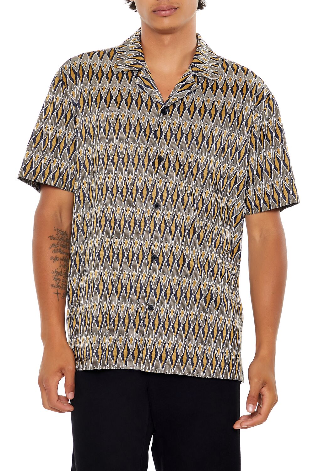 Geo Print Button-Up Shirt