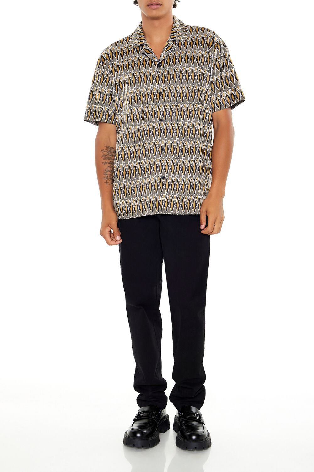 Geo Print Button-Up Shirt