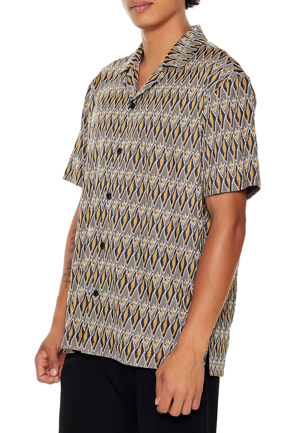 Geo Print Button-Up Shirt