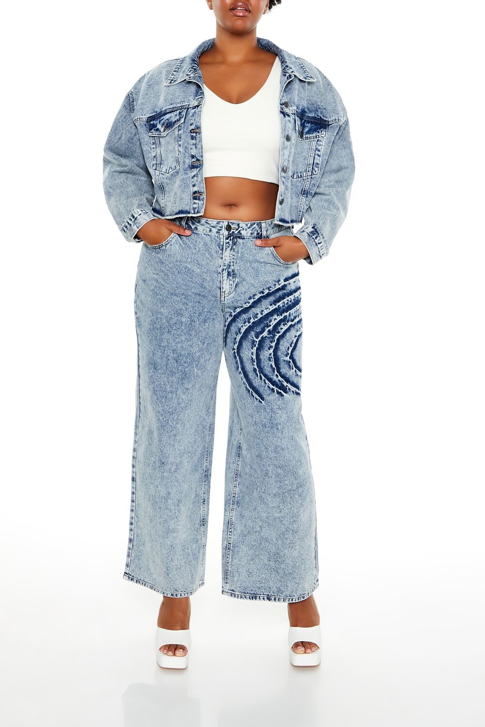 Plus Size Heart Mineral Wash Jacket