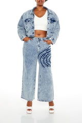 Plus Size Heart Mineral Wash Jacket