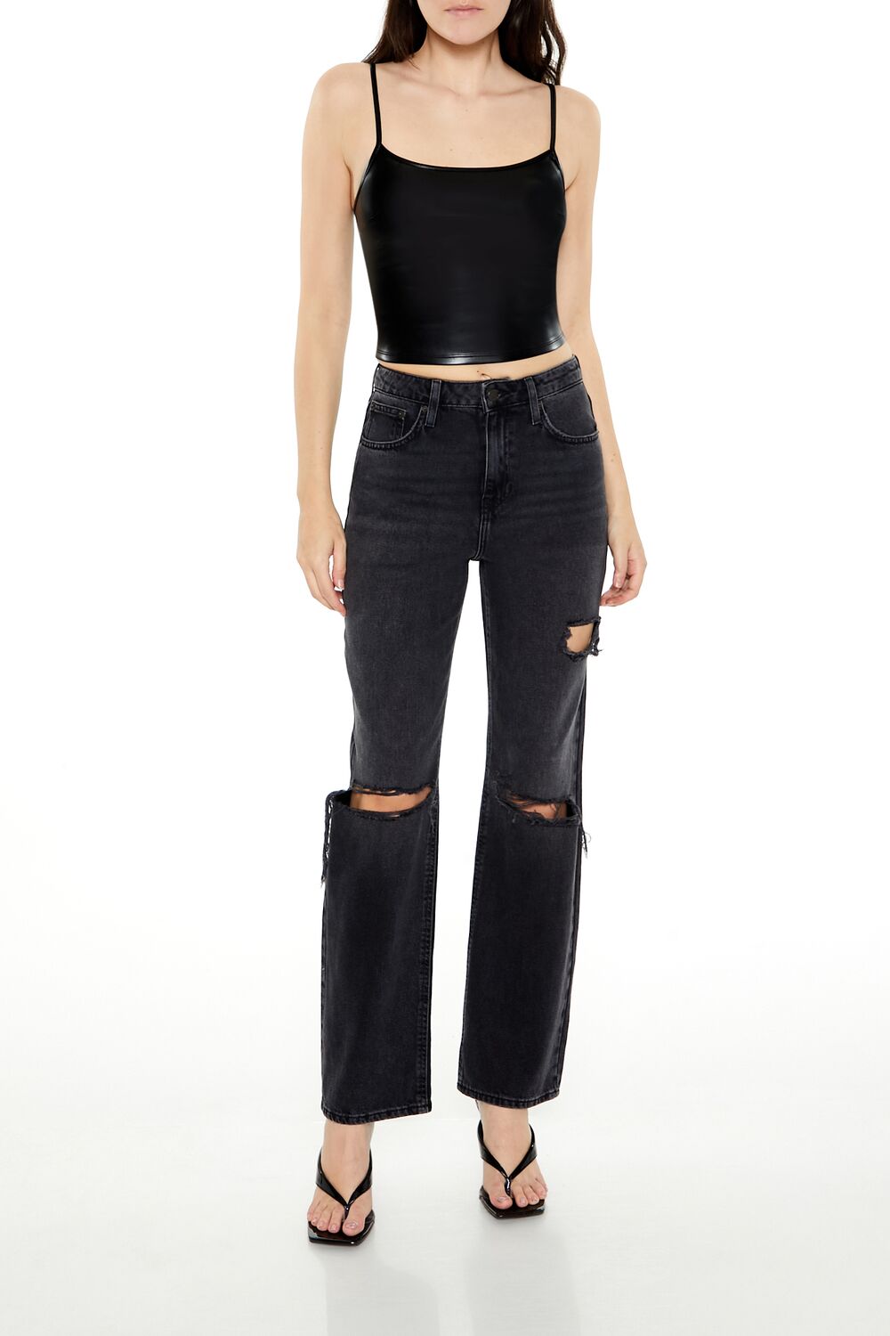 Faux Leather Cropped Cami