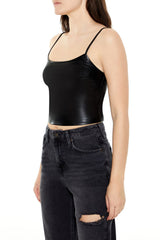 Faux Leather Cropped Cami
