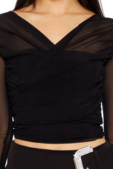 Ruched Mesh Crop Top